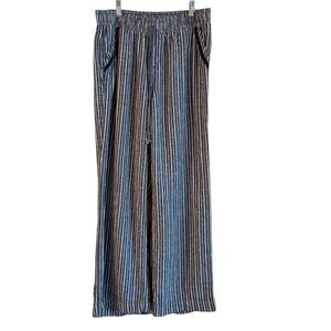 Briggs New York Wide-Leg Striped Pants - Blue and Brown